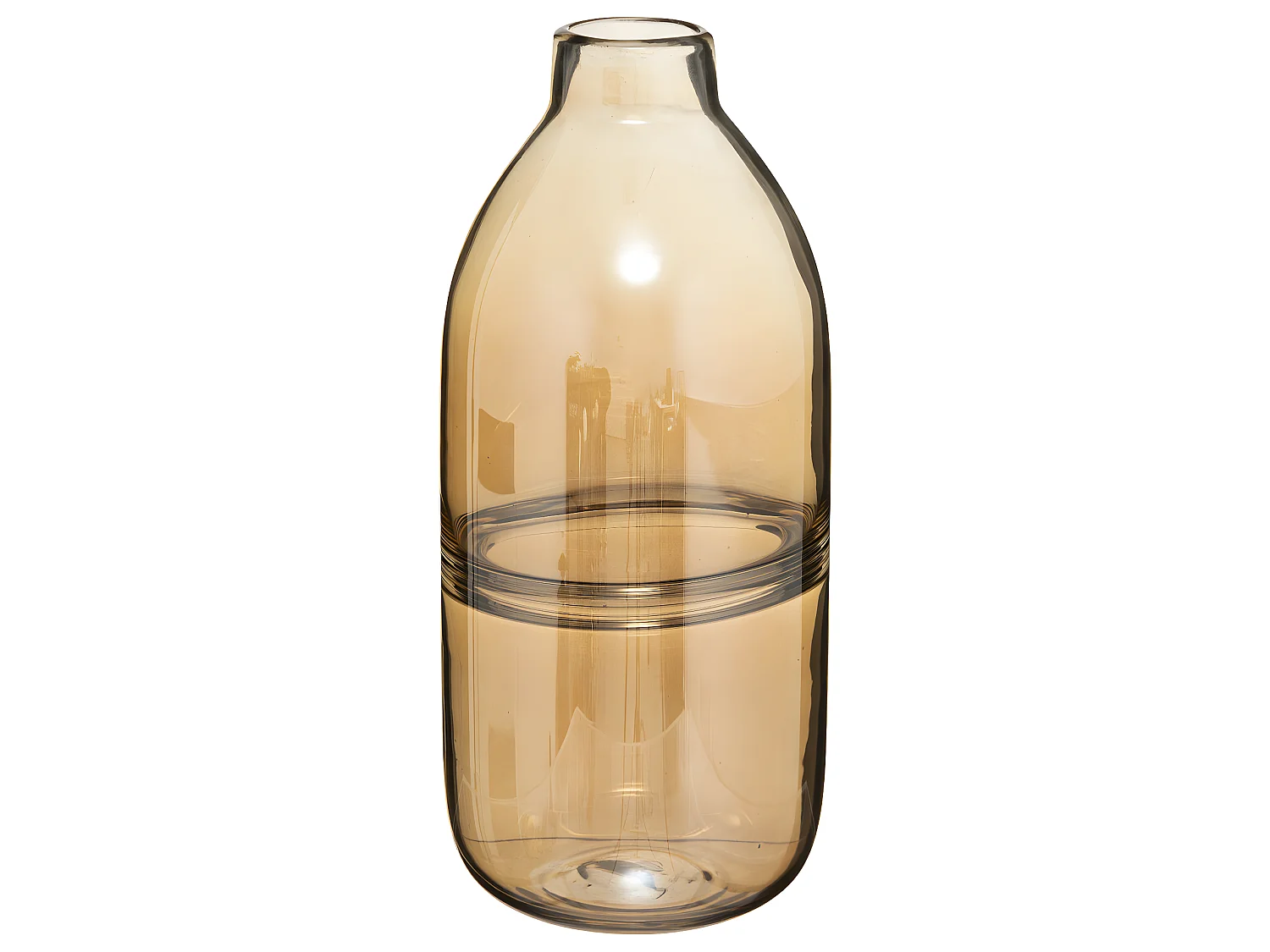 Vase Bouteille en Verre Ambre H 30 cm