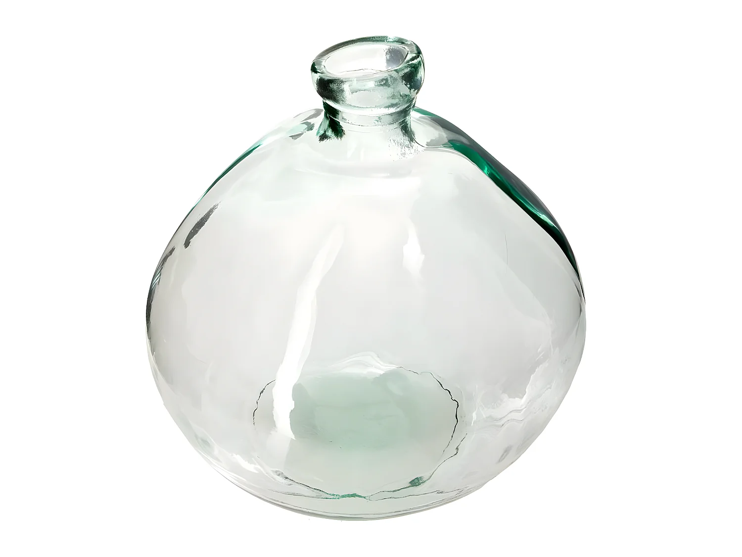Vase rond en verre recyclé transparent H 23 cm