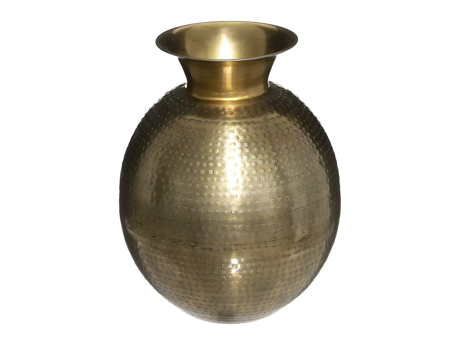 Vase en Métal Doré Martelé H 40 cm