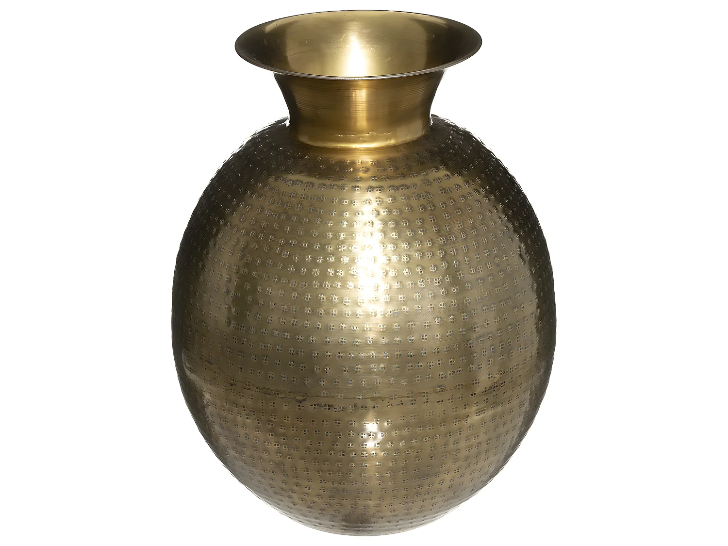 Vase en Métal Doré Martelé H 40 cm