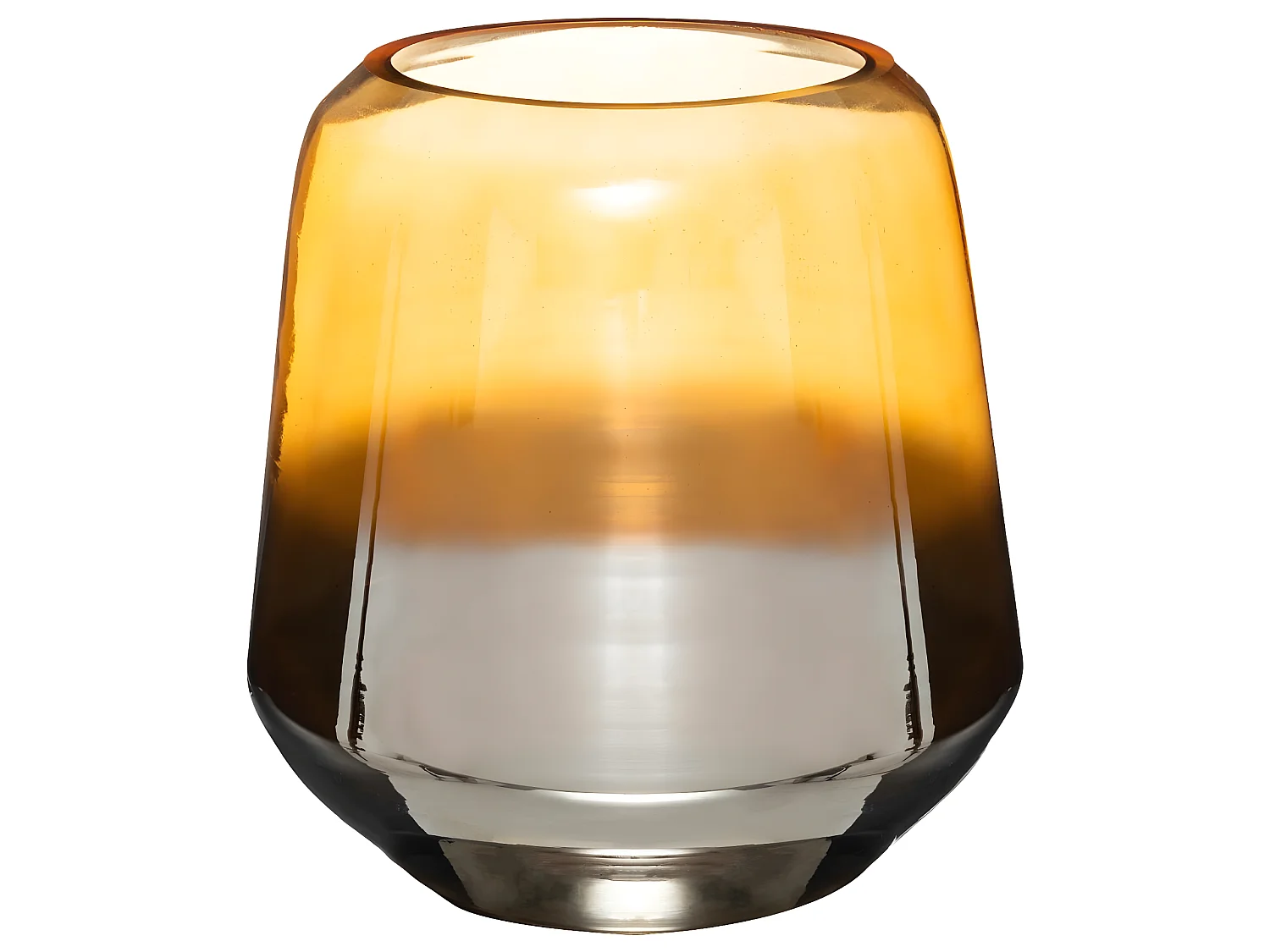 Vase en Verre aspect métal et ambre H 24,5 cm