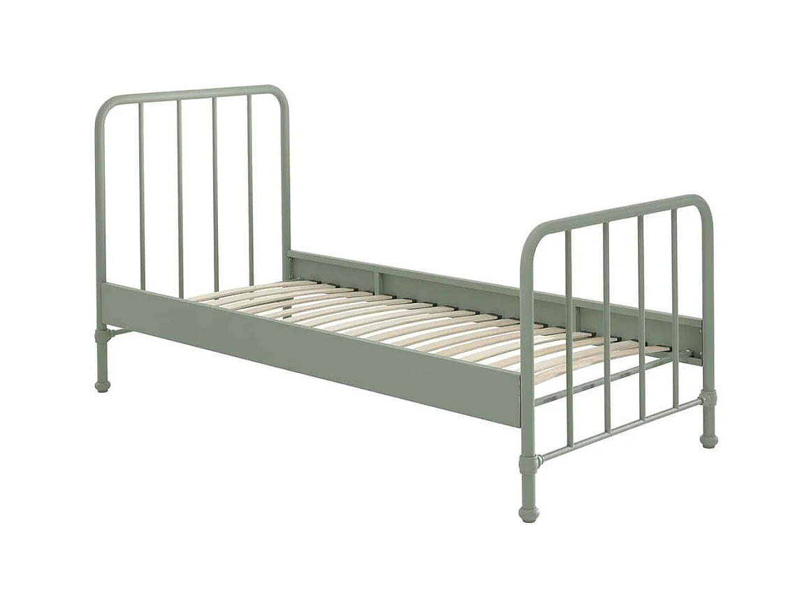 CHICAGO - Lit à Barreaux 90x200cm Métal Poudré Vert Olive