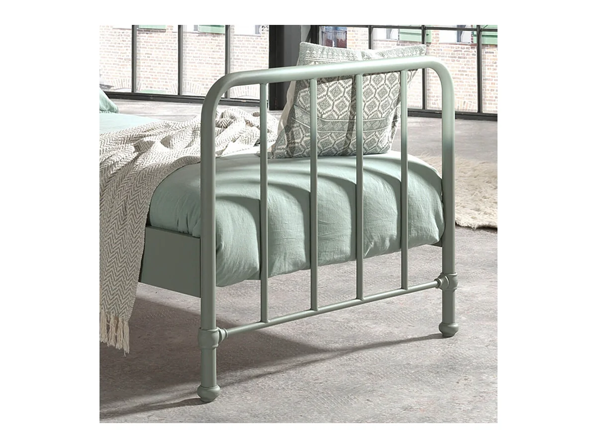 CHICAGO - Lit à Barreaux 90x200cm Métal Poudré Vert Olive