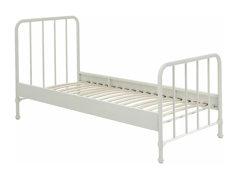 CHICAGO - Lit à Barreaux 90x200cm Métal Poudré Blanc