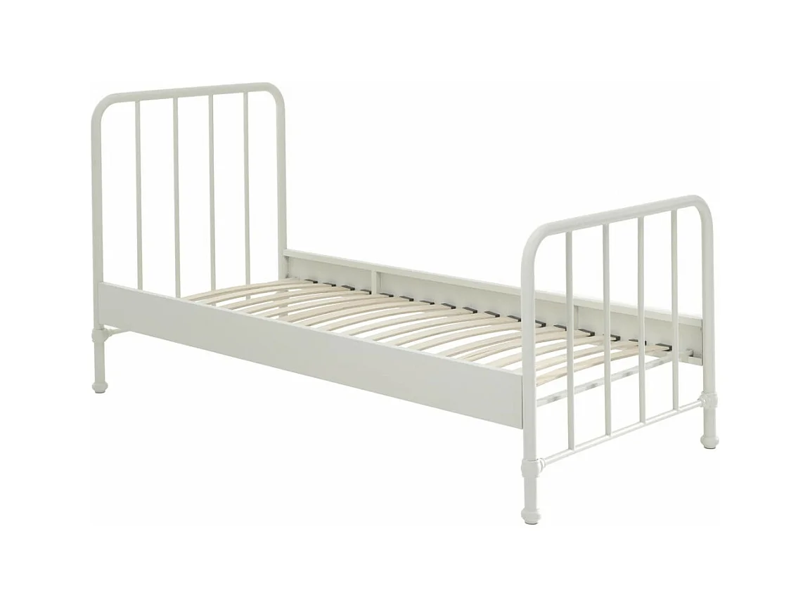 CHICAGO - Lit à Barreaux 90x200cm Métal Poudré Blanc