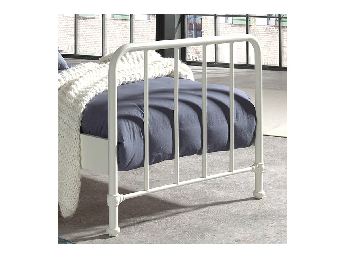 CHICAGO - Lit à Barreaux 90x200cm Métal Poudré Blanc