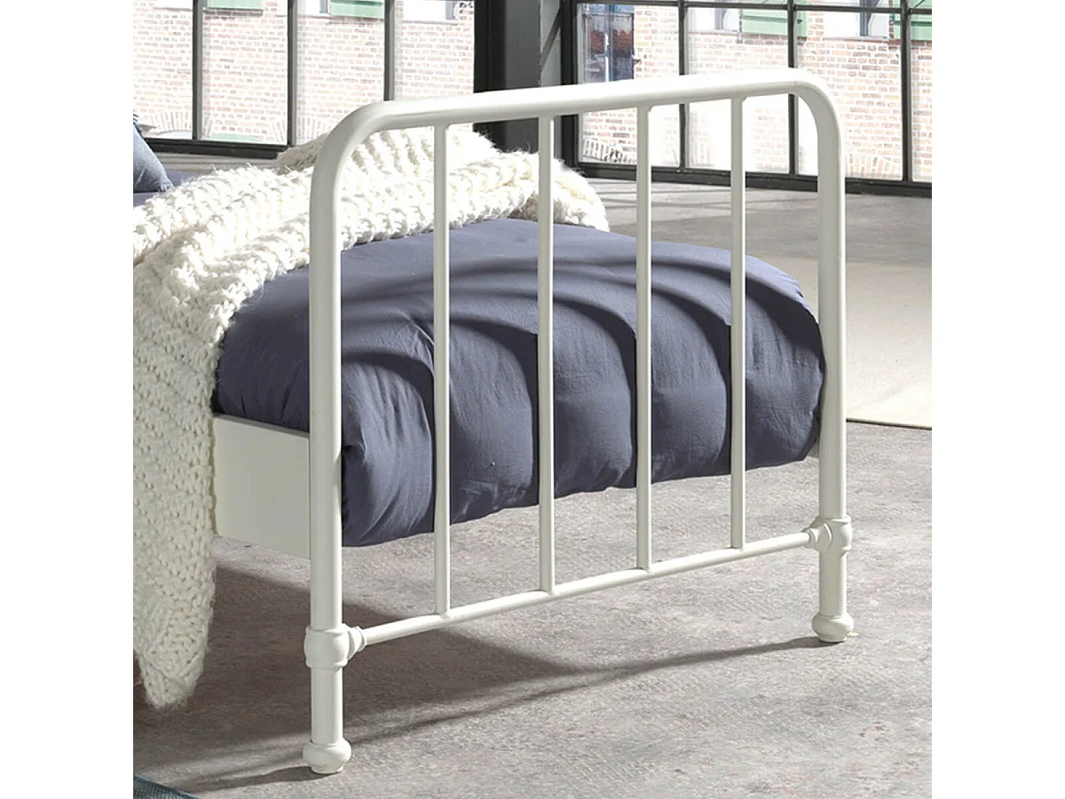 CHICAGO - Lit à Barreaux 90x200cm Métal Poudré Blanc