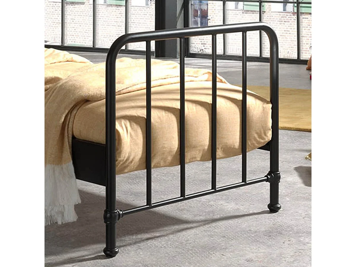 CHICAGO - Lit à Barreaux 90x200cm Métal Poudré Noir