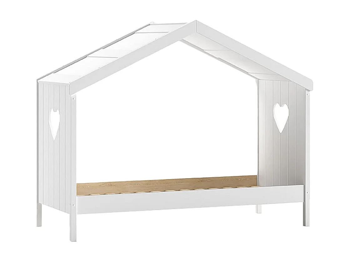 MILADY - Lit Cabane Ouvert 90x200cm Blanc avec Tiroir de Lit