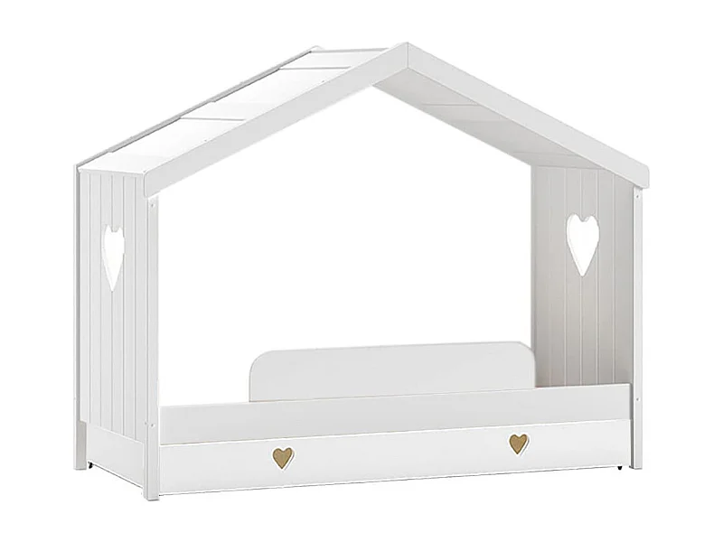 MILADY - Lit Cabane Ouvert 90x200cm + Tiroir + Barrière de Lit