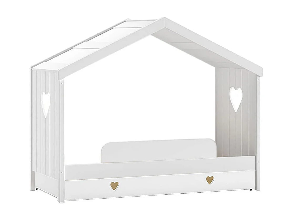 MILADY - Lit Cabane Ouvert 90x200cm + Tiroir + Barrière de Lit