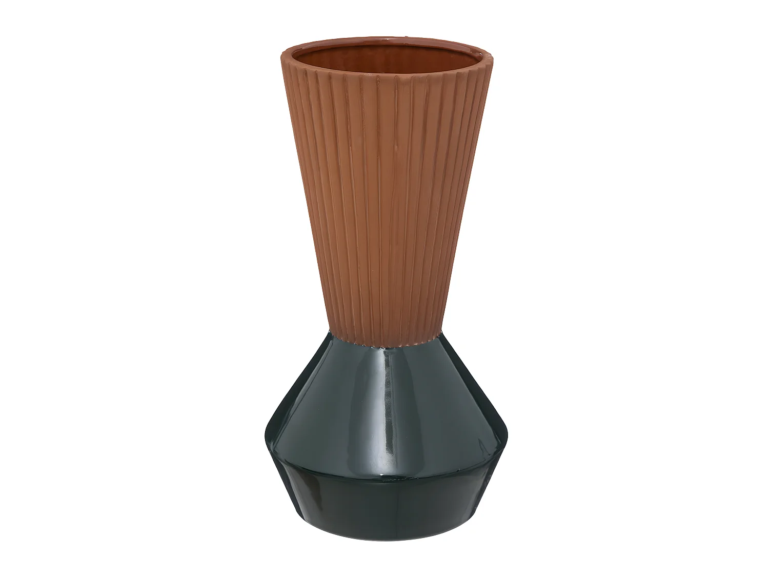Vase Bicolore Terracotta et Vert D 13 x H 25 cm
