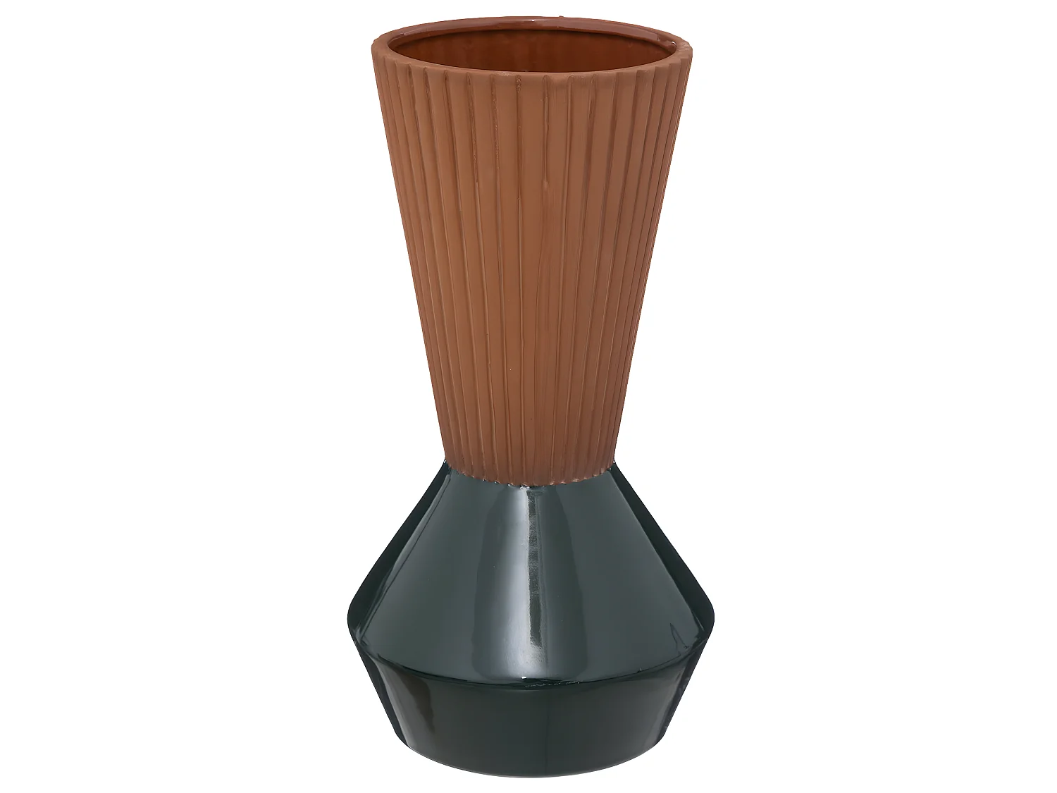 Vase Bicolore Terracotta et Vert D 13 x H 25 cm