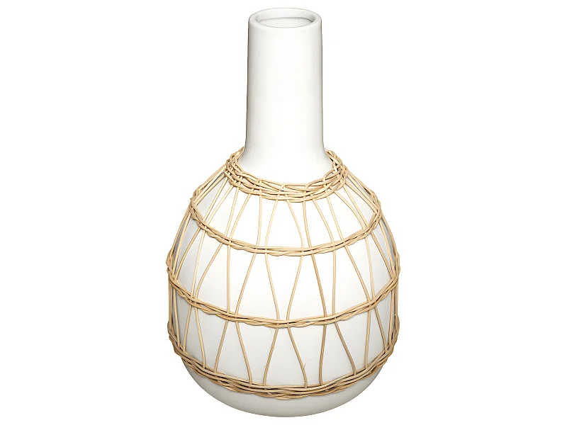 Vase en Céramique et Rotin H 29 cm