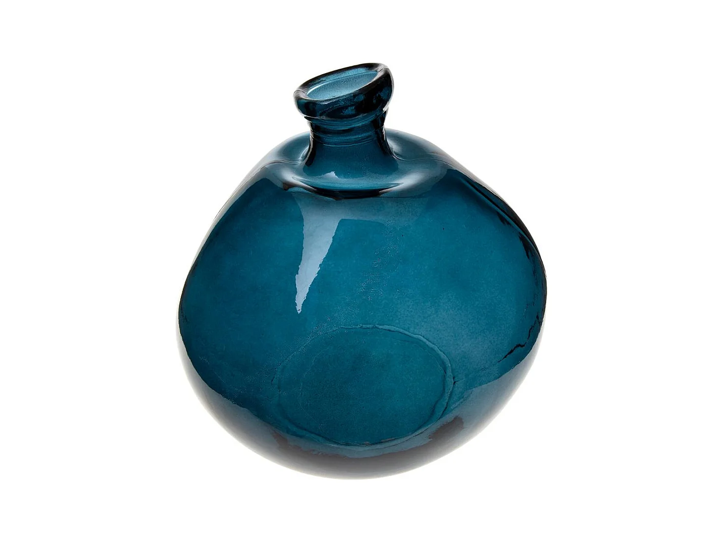 Vase rond Verre recyclé Bleu orage H 33 cm
