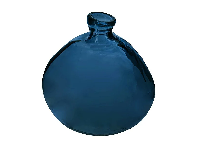 Vase rond Verre recyclé Bleu orage H 33 cm