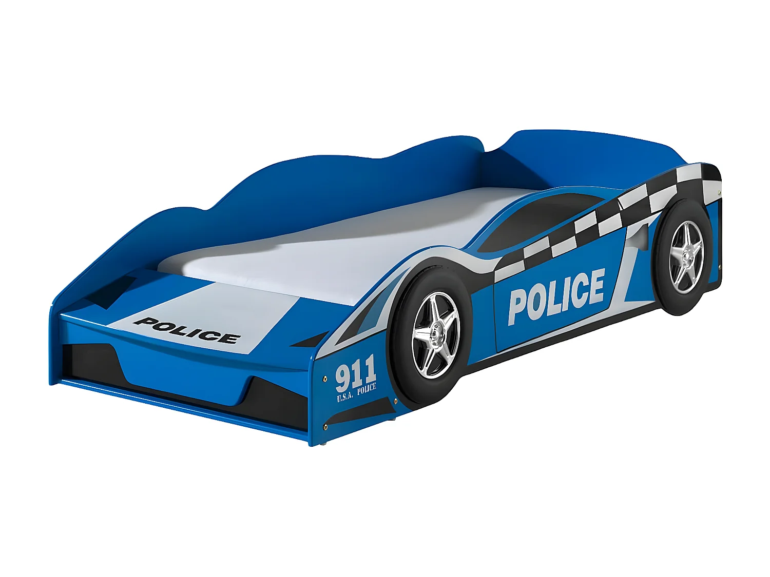 DISTRICT - Lit Voiture de Police Racing 70x140cm Bleu