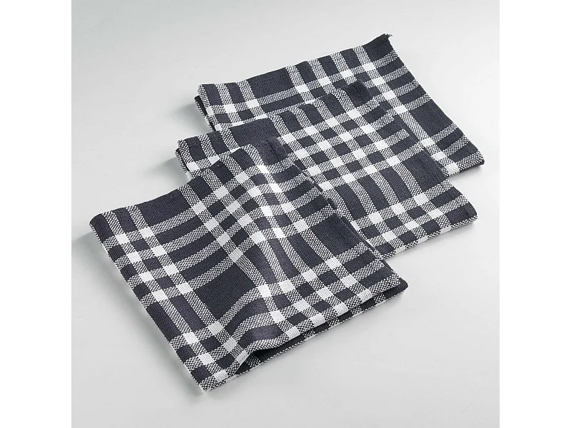 Lot de 3 Serviettes de Table "Traditio" 45x45cm Noir
