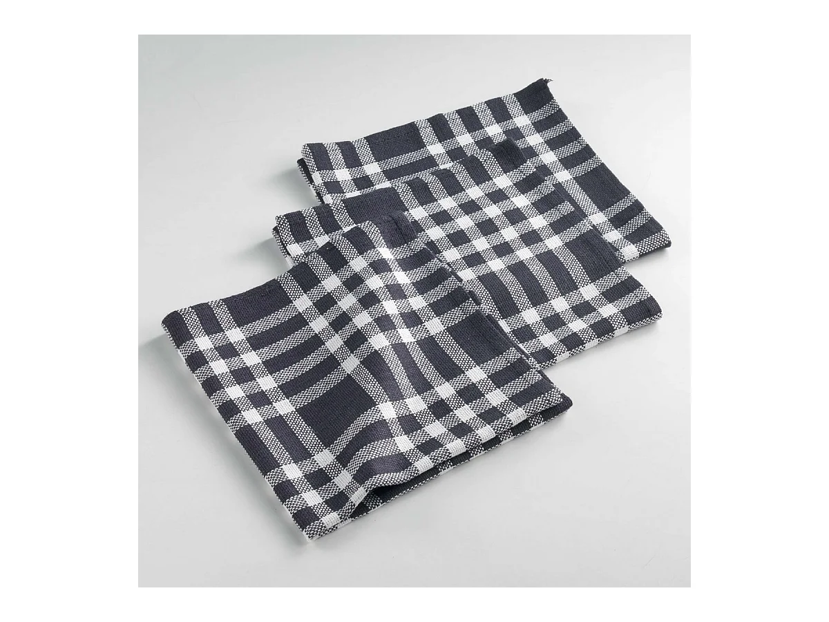 Lot de 3 Serviettes de Table "Traditio" 45x45cm Noir