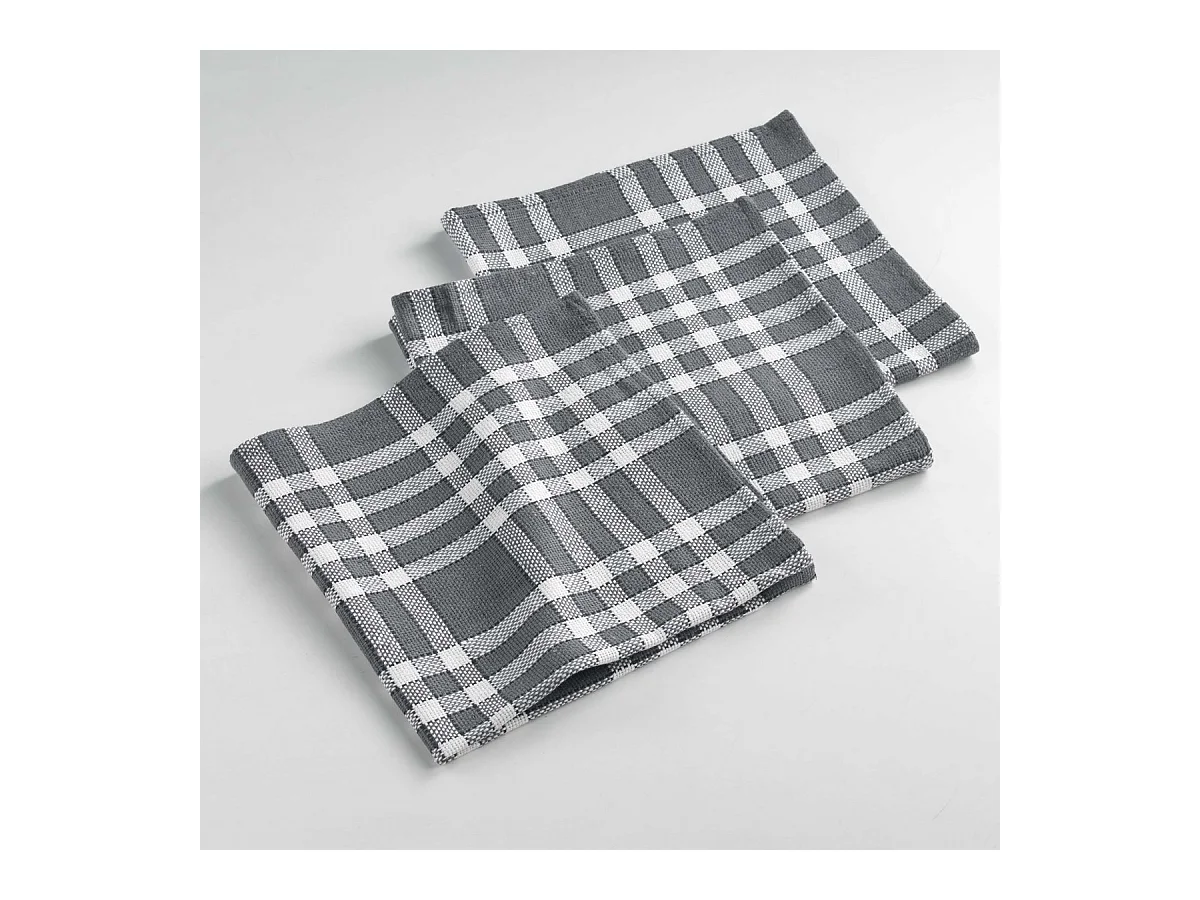 Lot de 3 Serviettes de Table "Traditio" 45x45cm Anthracite