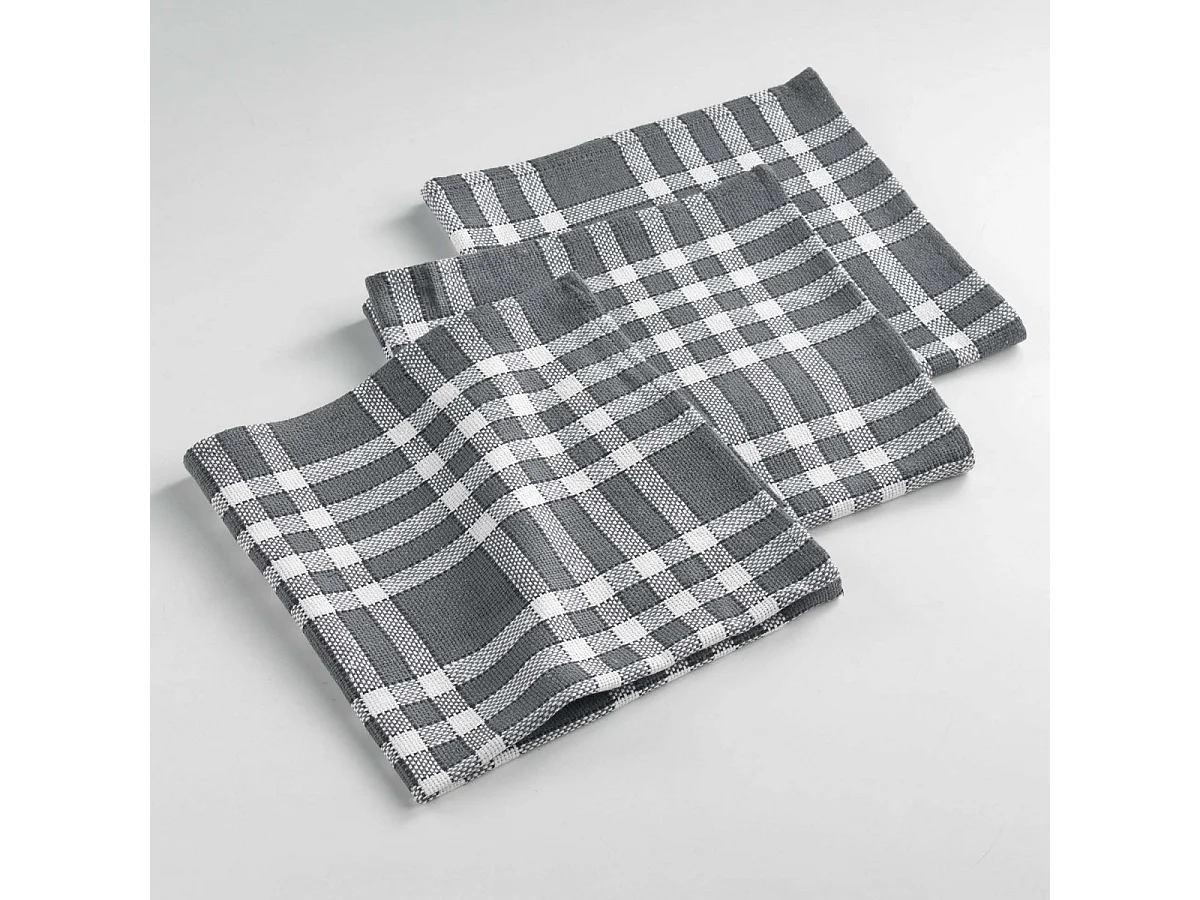 Lot de 3 Serviettes de Table "Traditio" 45x45cm Anthracite