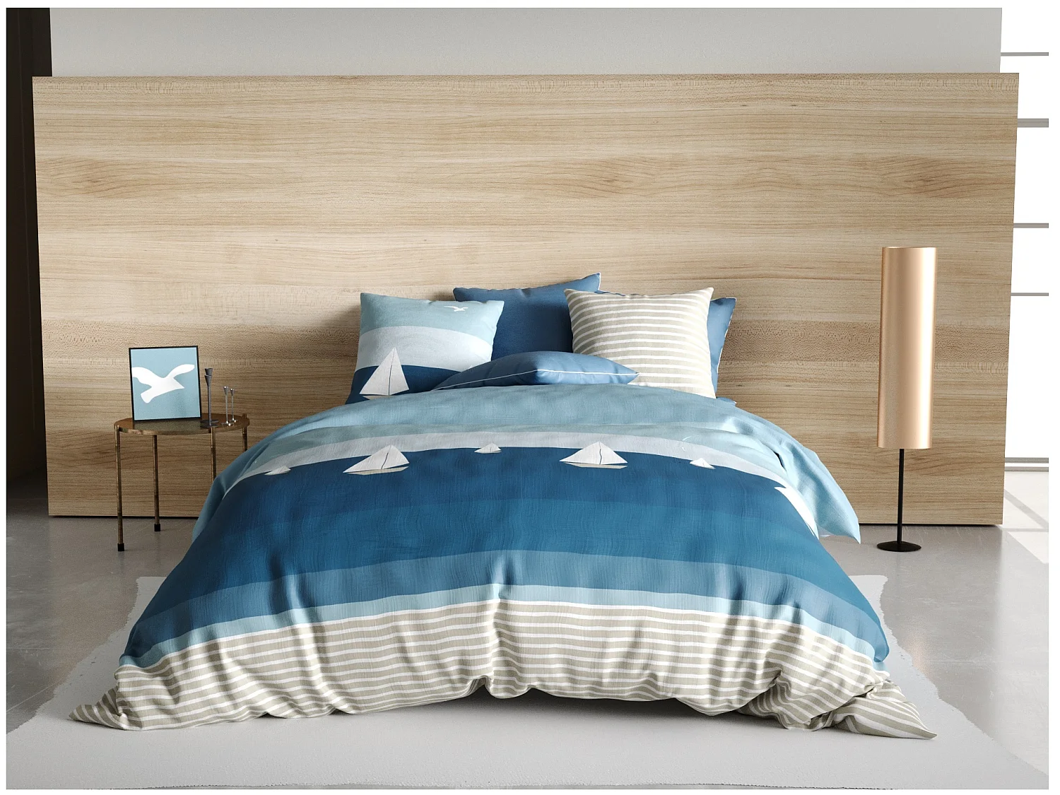 Housse de couette + 2 taies 240 x 260 cm bateau Regate