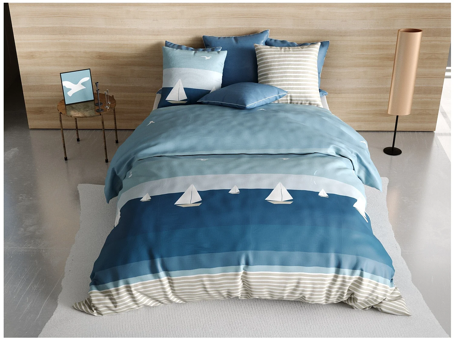 Housse de couette + 2 taies 240 x 260 cm bateau Regate