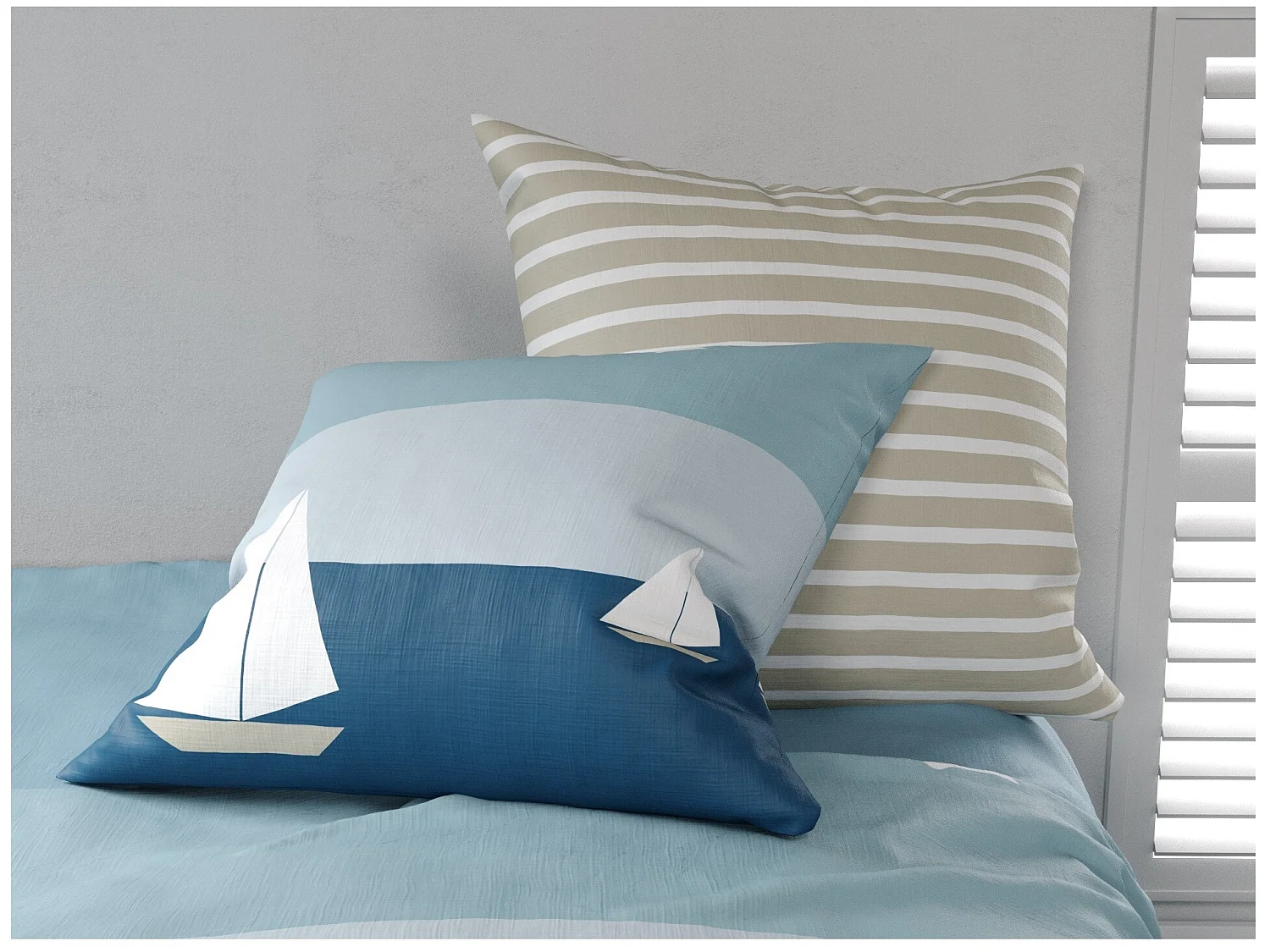 Housse de couette + 2 taies 240 x 260 cm bateau Regate