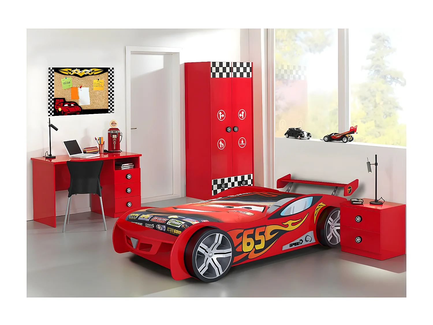 TURBO - Chevet 2 Tiroirs Rouge Style Racing