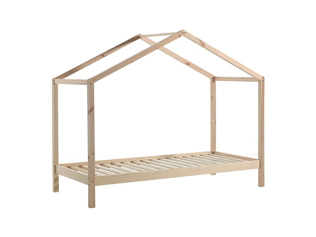 ARKAN - Lit Maison 90x200cm en Pin Massif Naturel