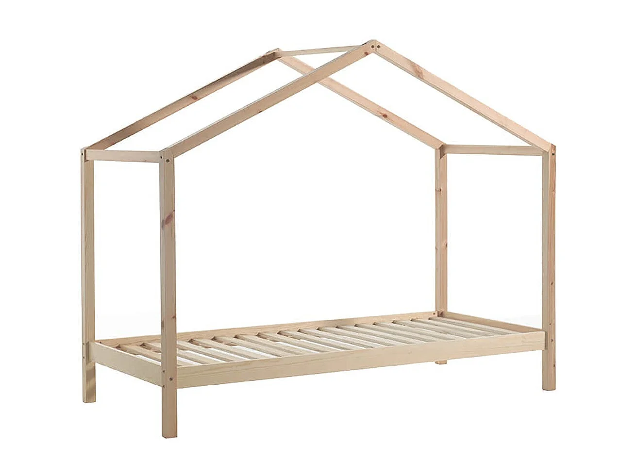 ARKAN - Lit Maison 90x200cm en Pin Massif Naturel