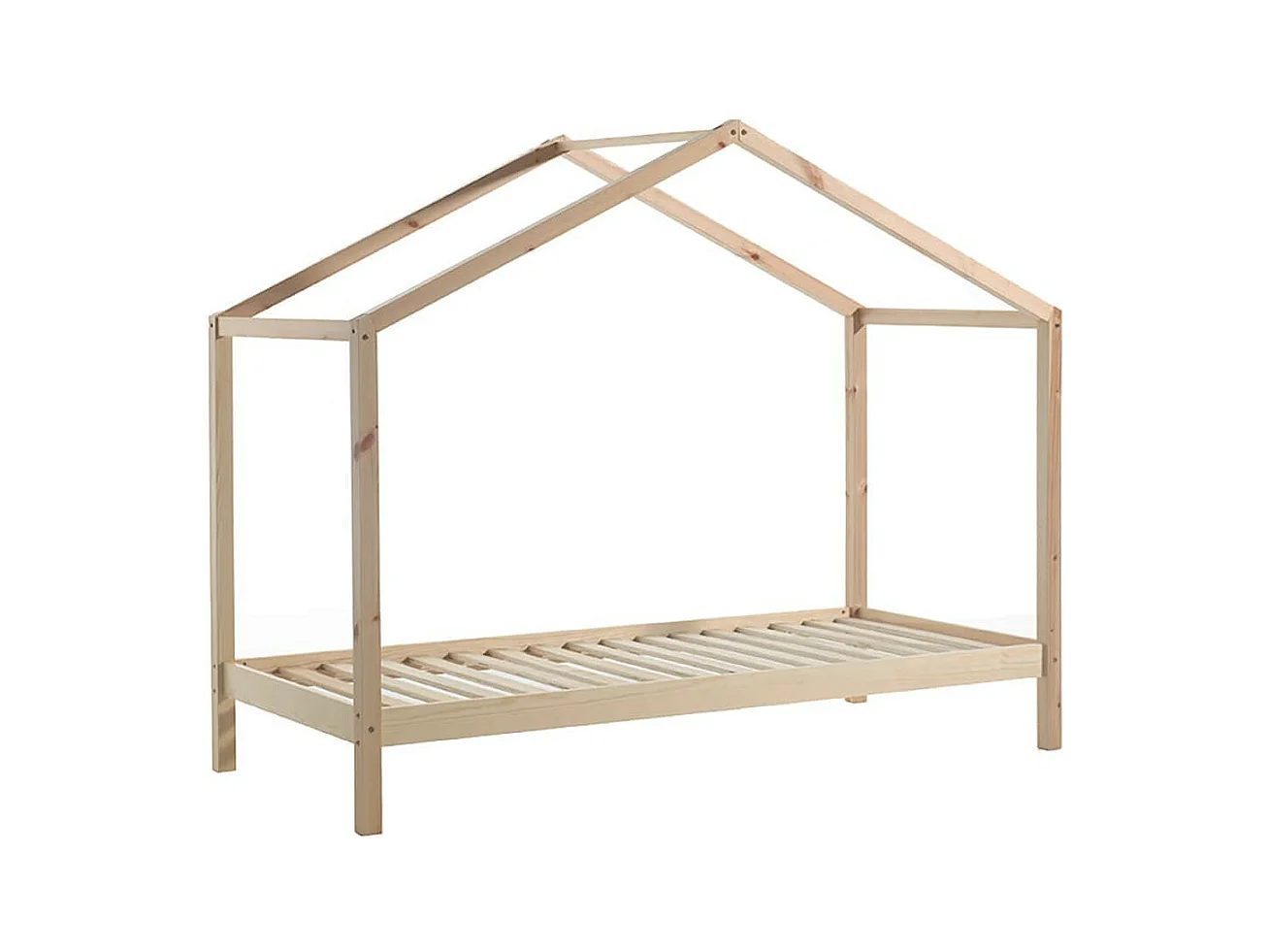 ARKAN - Lit Maison 90x200cm Pin Massif Naturel avec Matelas