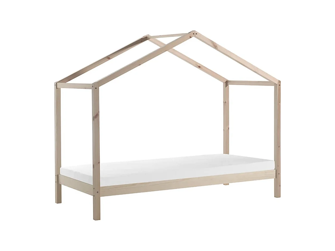 ARKAN - Lit Maison 90x200cm Pin Massif Naturel avec Matelas
