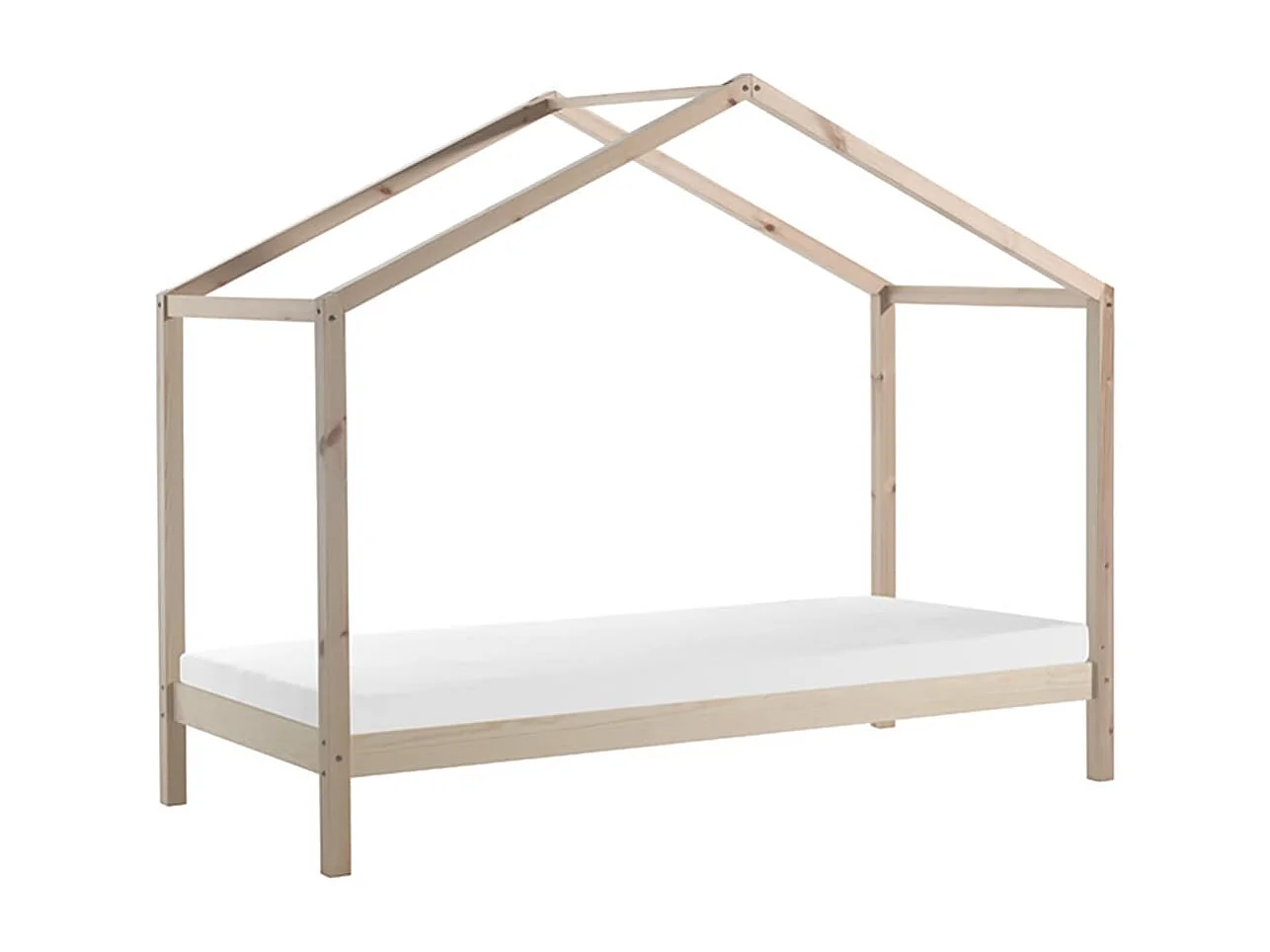 ARKAN - Lit Maison 90x200cm Pin Massif Naturel avec Matelas