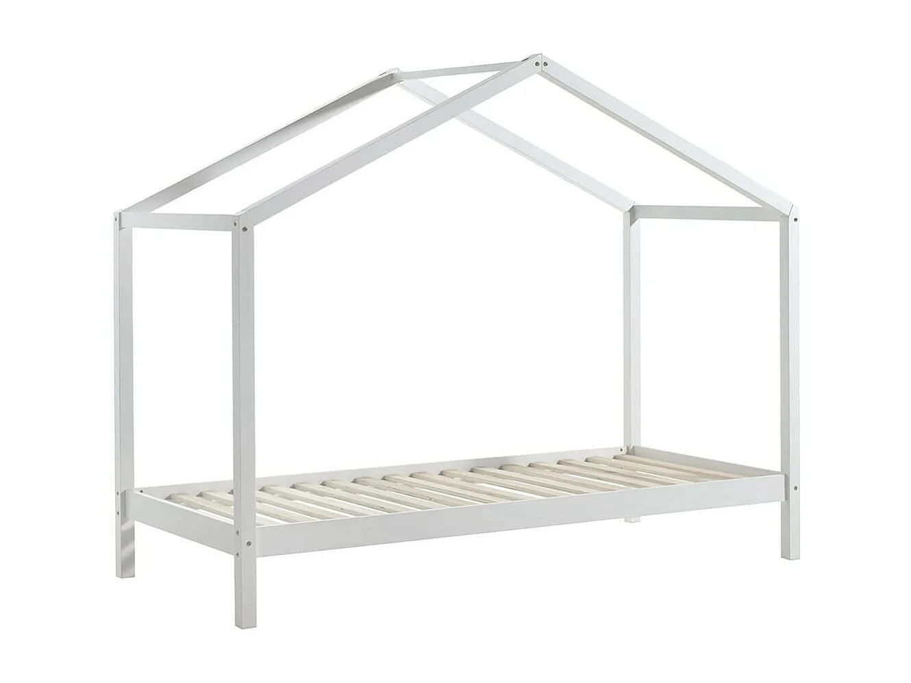 ARKAN - Lit Maison 90x200cm en Pin Massif Blanc avec Matelas