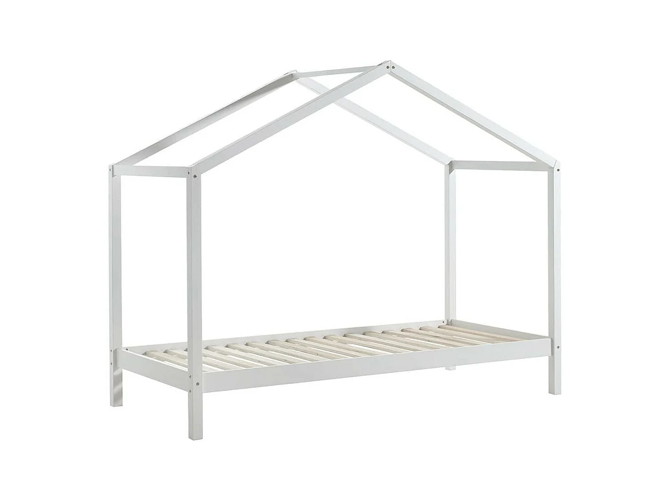 ARKAN - Lit Maison 90x200cm en Pin Massif Blanc avec Matelas