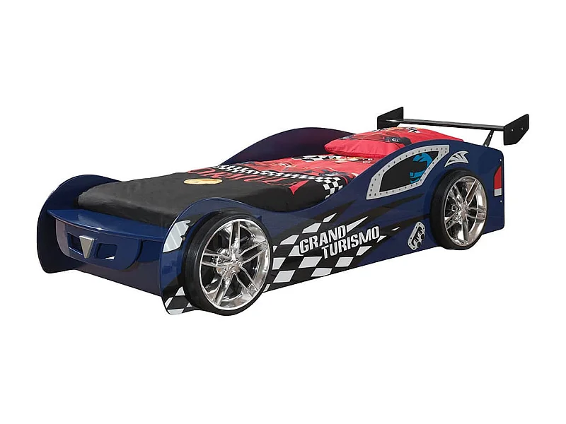 TURBO - Lit Voiture 90x200cm Bleu Style Racing