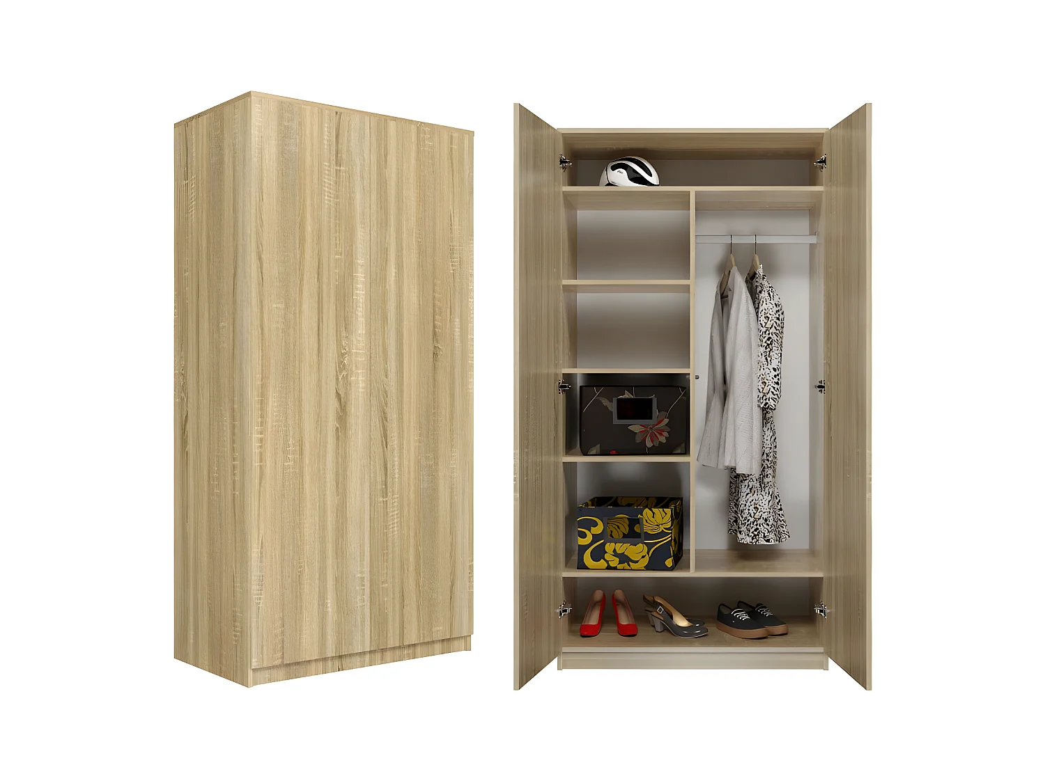 ESME - Armario dormitorio doble estilo escandinavo - 90x50x180 - 2 puertas - Vestidor