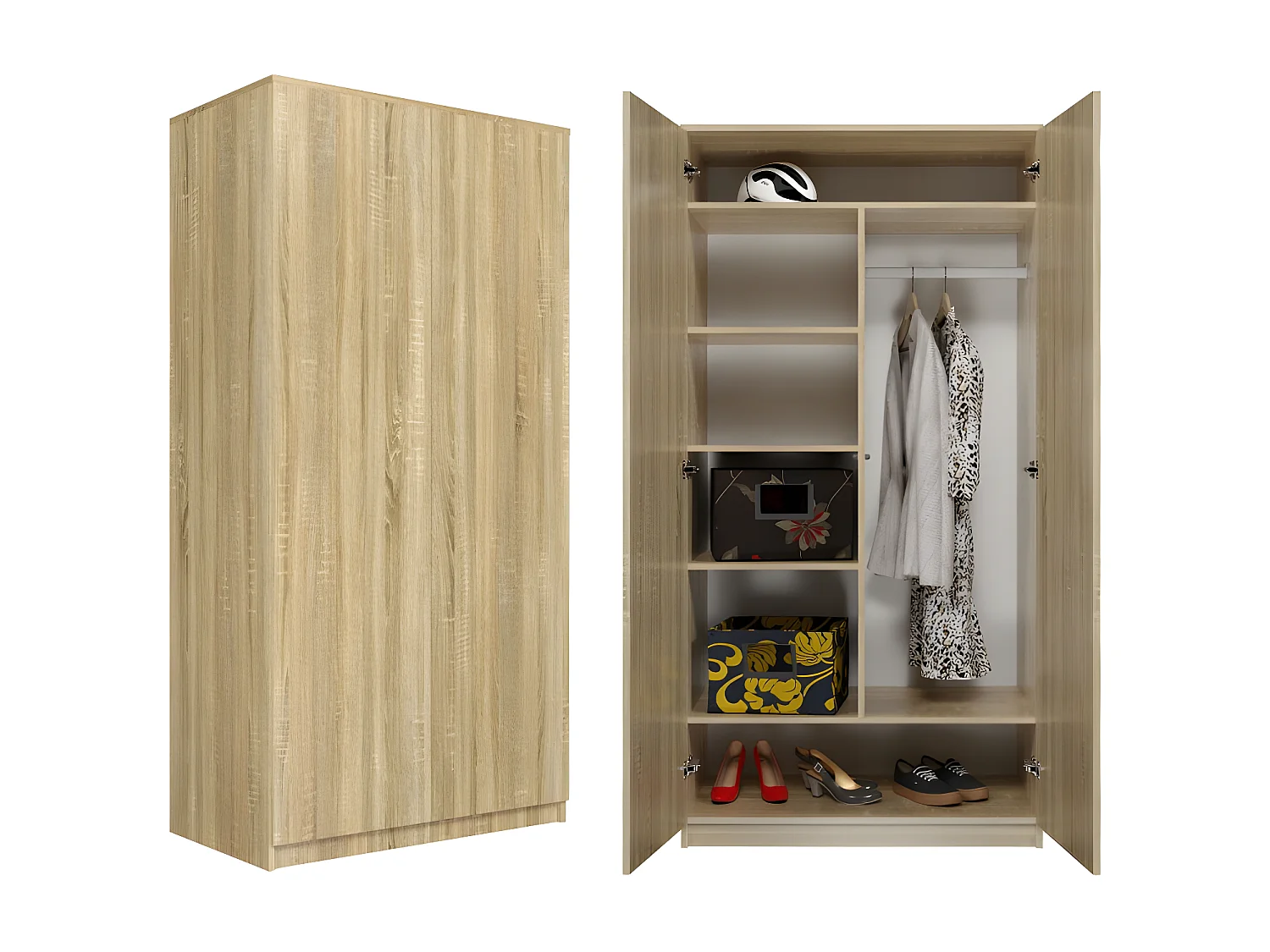 ESME - Armario dormitorio doble estilo escandinavo - 90x50x180 - 2 puertas - Vestidor