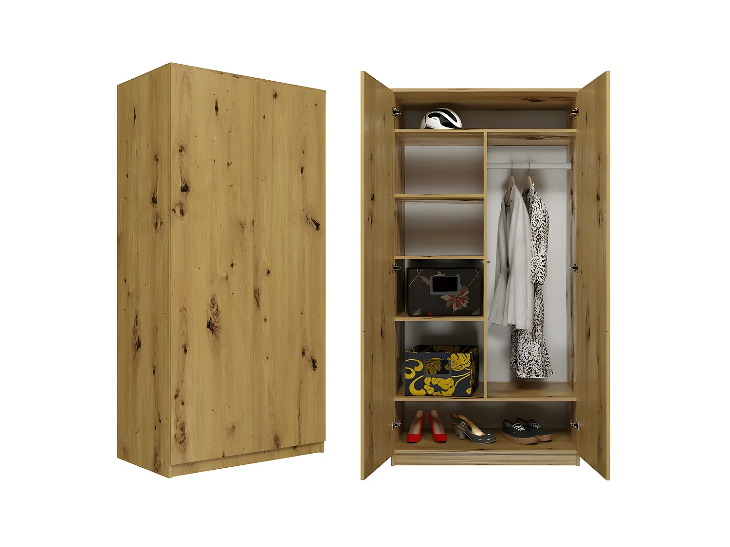 ESME - Armario dormitorio doble estilo escandinavo - 90x50x180 - 2 puertas - Vestidor