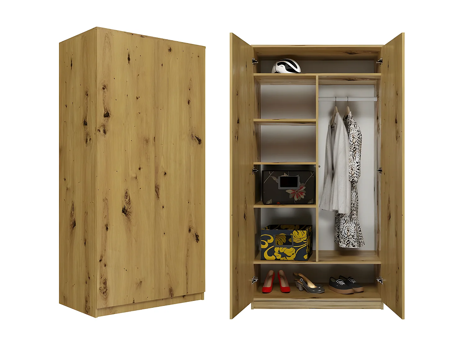 ESME - Armario dormitorio doble estilo escandinavo - 90x50x180 - 2 puertas - Vestidor