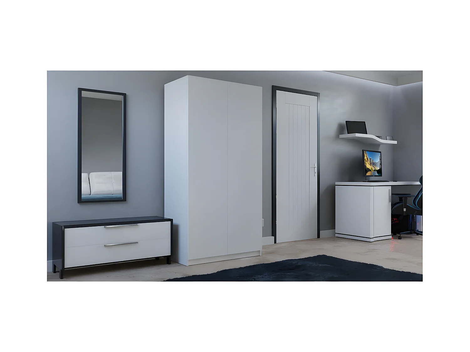 ESME - Doppelschrank im skandinavischen Stil Schlafzimmer - 90x50x180 - 2 Türen - Ankleidezimmer