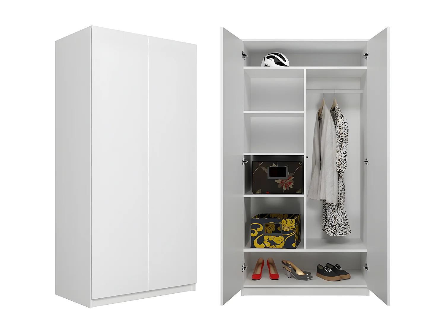 ESME - Doppelschrank im skandinavischen Stil Schlafzimmer - 90x50x180 - 2 Türen - Ankleidezimmer