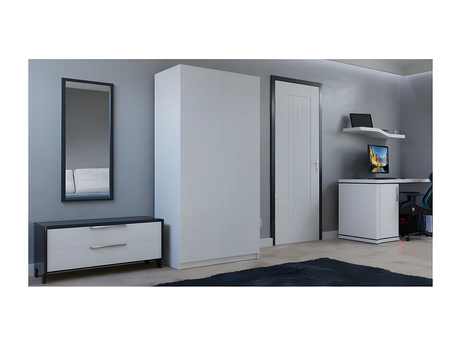 ESME - Doppelschrank im skandinavischen Stil Schlafzimmer - 90x50x180 - 2 Türen - Ankleidezimmer