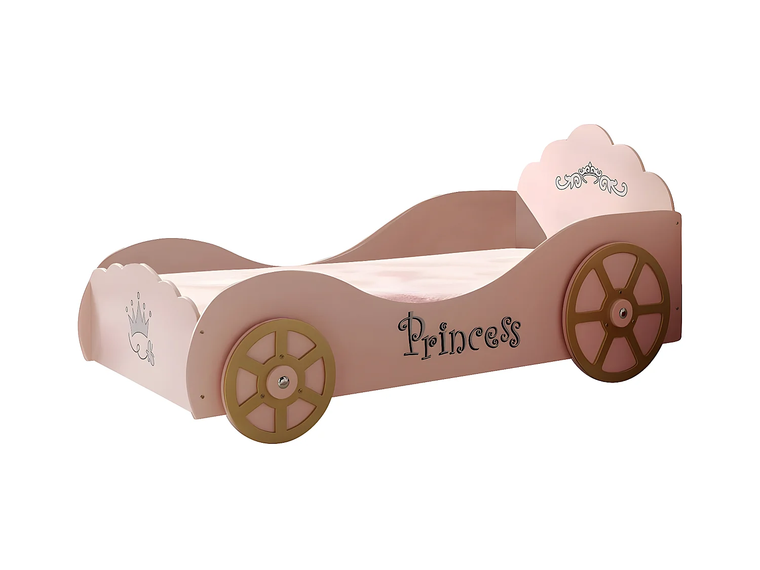 PRETTY - Lit Voiture de Princesse 90x200cm Rose