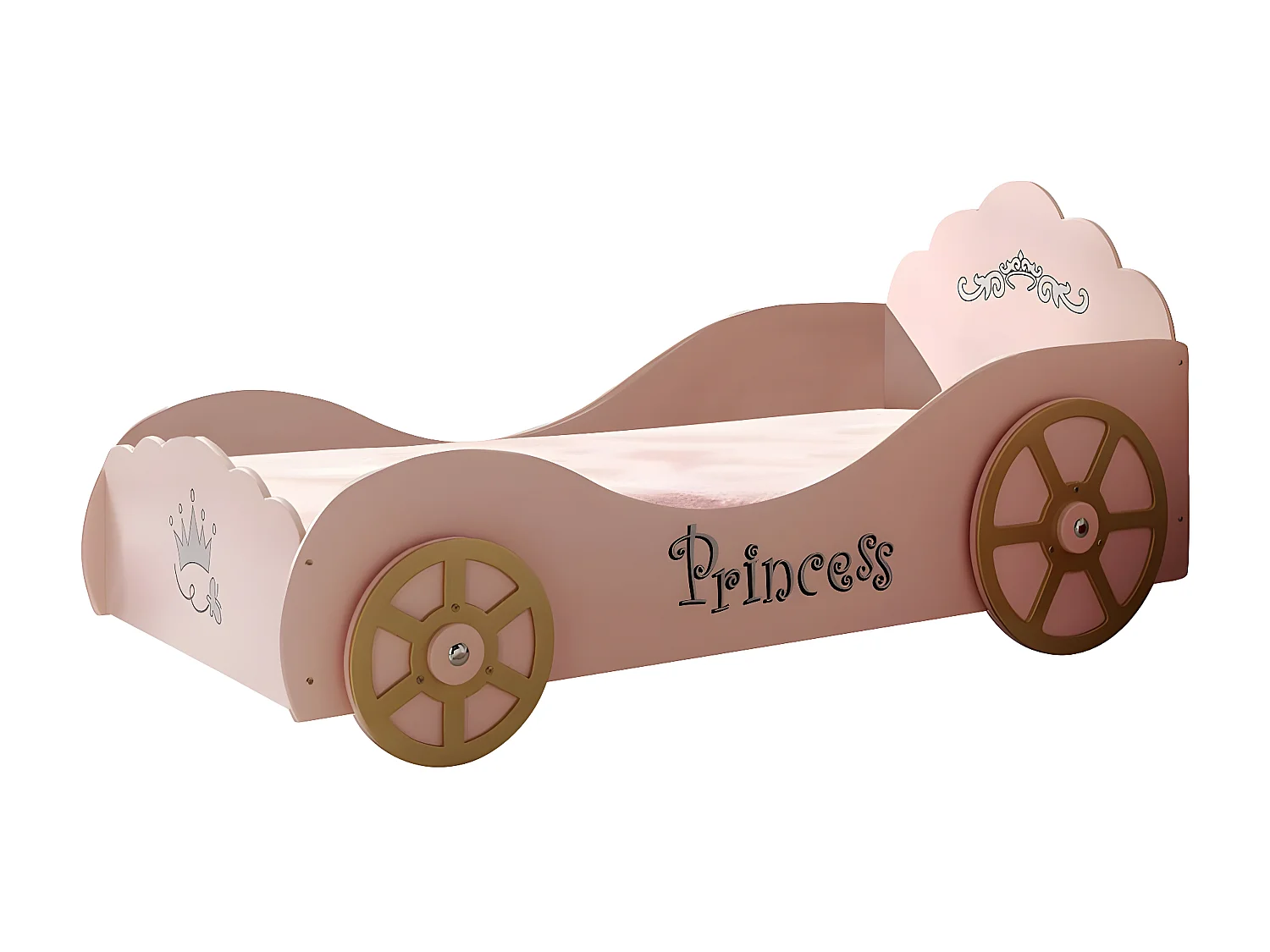 PRETTY - Lit Voiture de Princesse 90x200cm Rose