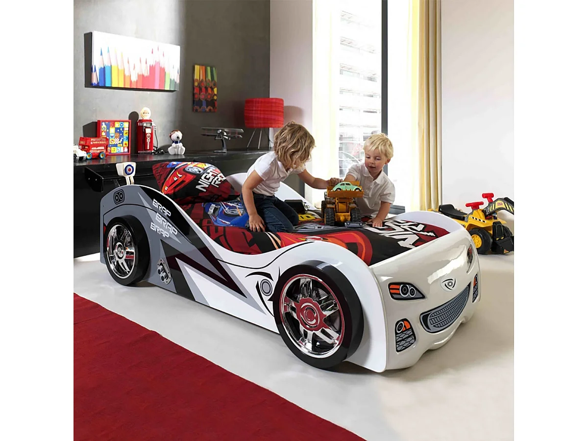 FASTER - Lit Voiture de Course 90x200cm avec Matelas