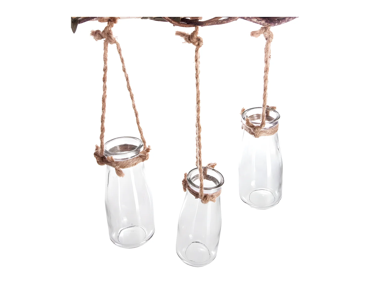 Set 5 Soliflores en Verre avec Suspension en Corde et Bois