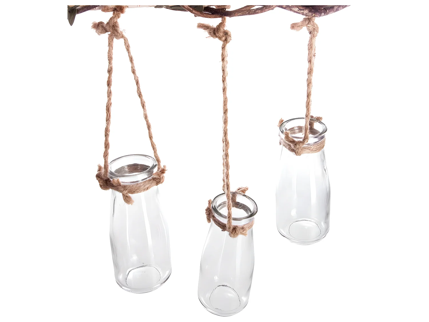 Set 5 Soliflores en Verre avec Suspension en Corde et Bois