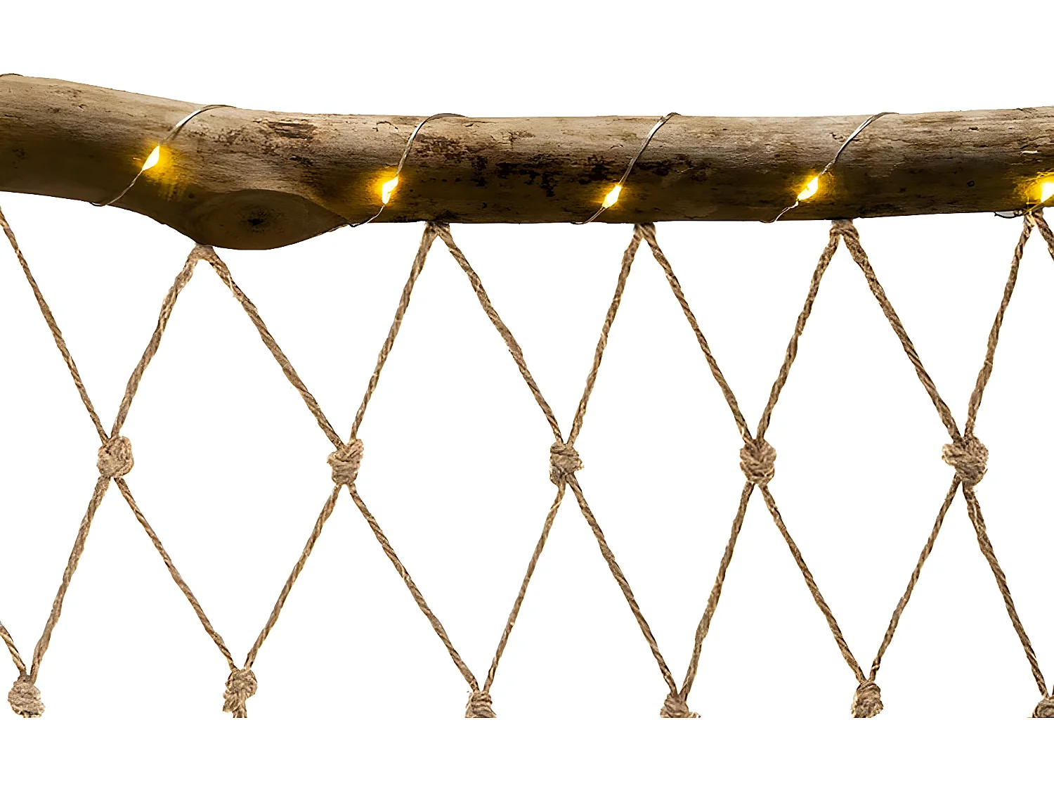 Set 4 Soliflores en Verre avec Suspension corde et Bois de sapin avec éclairage LED